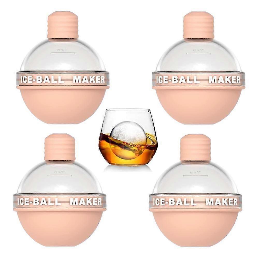 4 Pack Ice Ball Maker, Whiskey Ice Mold, Silicone Ice Cube Tray, Sphere Ice Mold For Whiskey And Cocktails pink