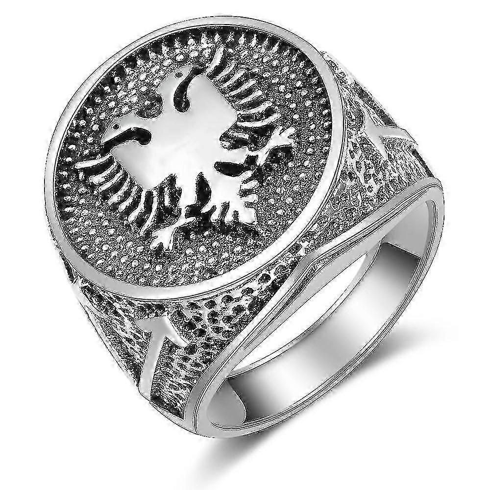 Wangaiyao Albania Flag Logo Double Headed Eagle Ring Men S Antique Vintage Ring -xx