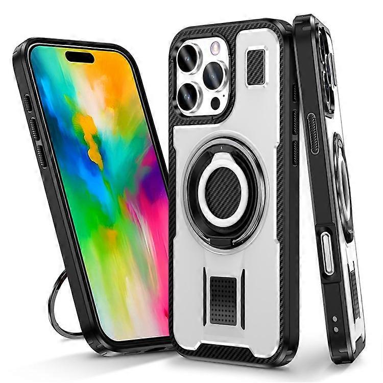 Compatible For iPhone 16 Pro Max Case TPU+PC Kickstand Phone Cover with Silicone Finger Strap