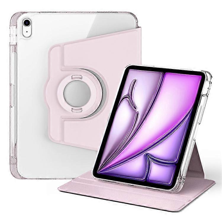 Compatible For iPad Air 11 (2024) Case PU Leather Rotating Stand Tablet Cover Detachable Transparent Back