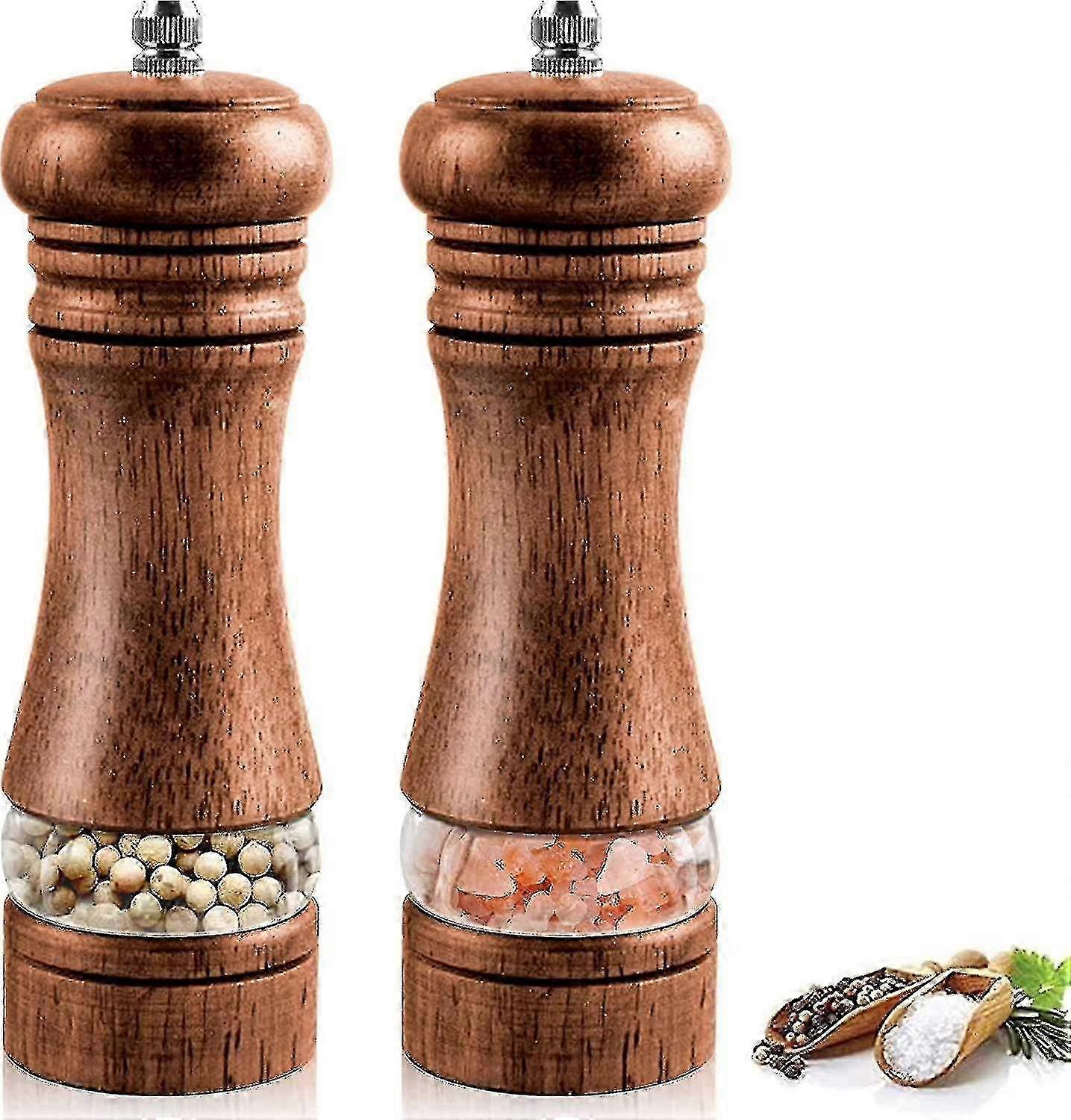 Set Di 2 Macina Sale E Pepe In Legno, Regolabili F26