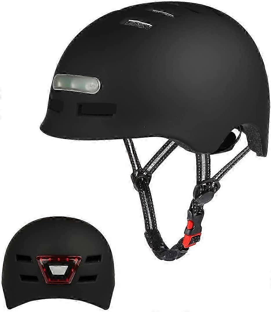 Adult Bike Helmet With Integrated Led Front And Rear Light, Smart And Safe Bling Helmet With 4 Mode Alert Lights, Adjustable/breathable/usb Charging B