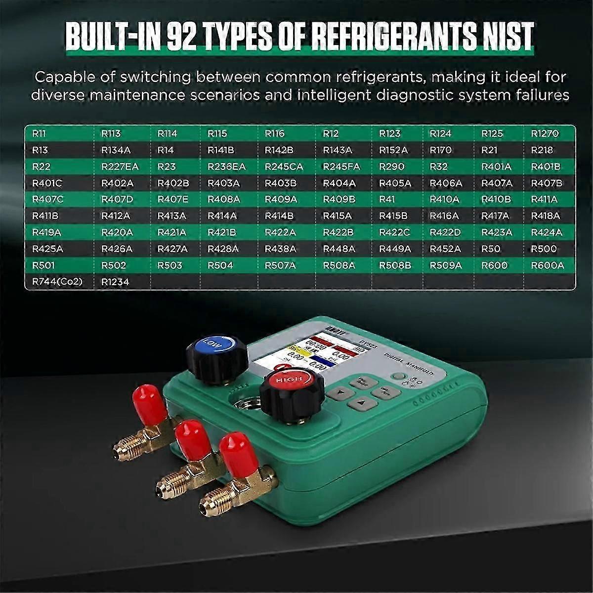 Manifold Gauge Air Conditioner Refrigerant Leak Manifold Vacuum Pressure Temperature Tester Digital Manifold Gauge Meter