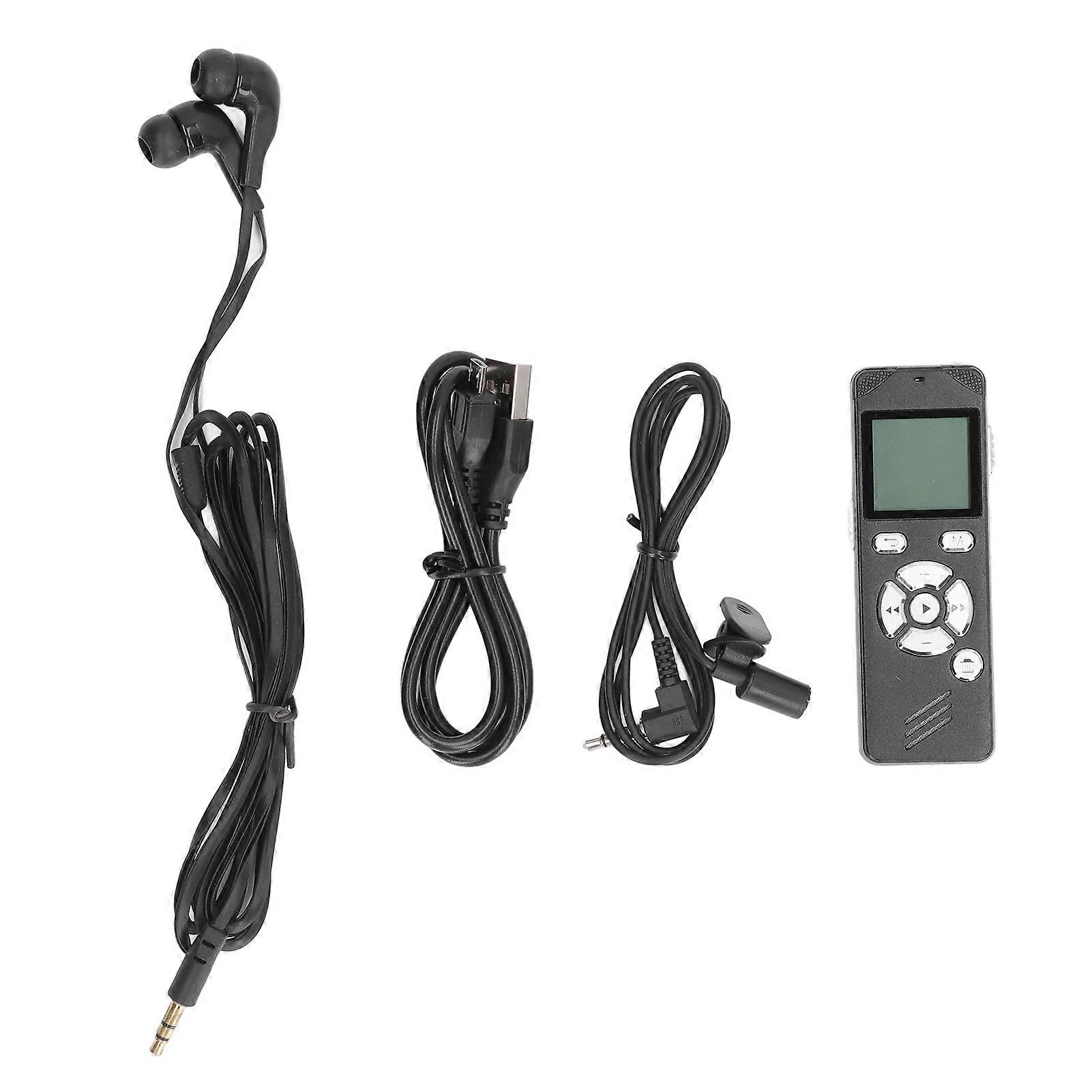 16GB USB Rechargeable Voice Recorder & MP3 Player with Mic, Noise Reduction, LED Display