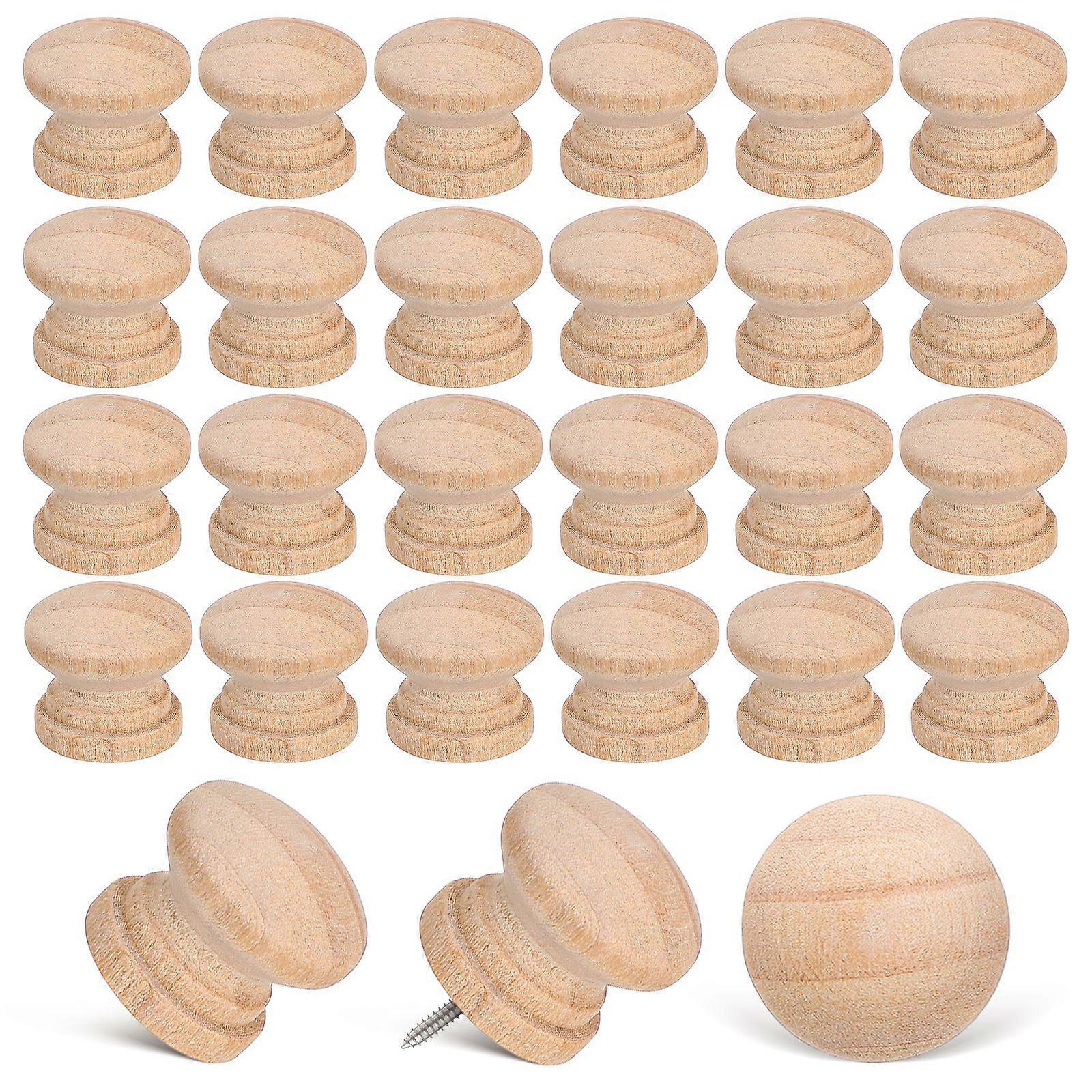 100pcs Unfinished Wood Knobs Dresser Pulls Rustic Drawer Handle Knobs Mushroom Shaped Pulls Handles For Cabinets Wardrobes