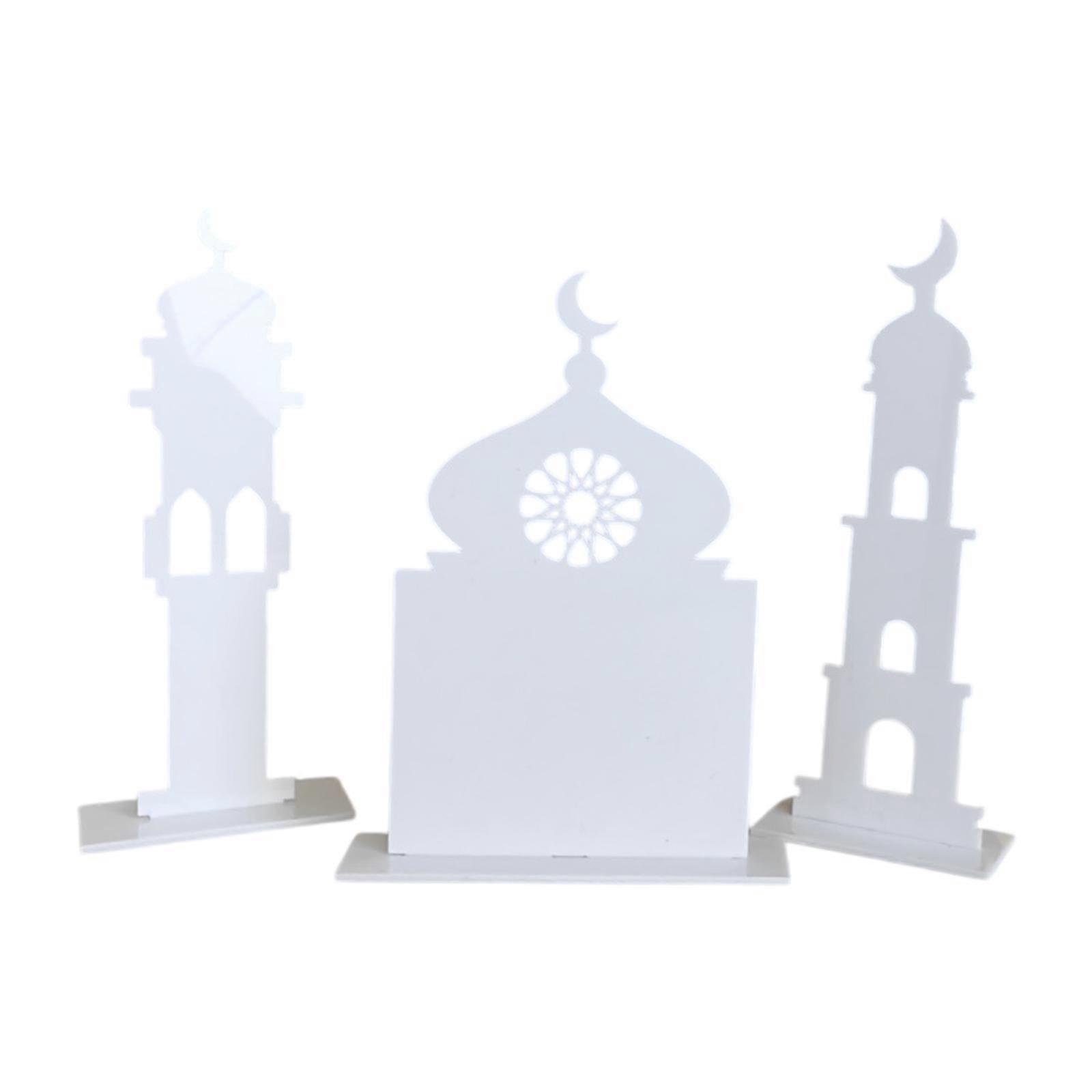 3 Pieces Acrylic Ramadan Decorations Castle Sign Middle Eastern Table