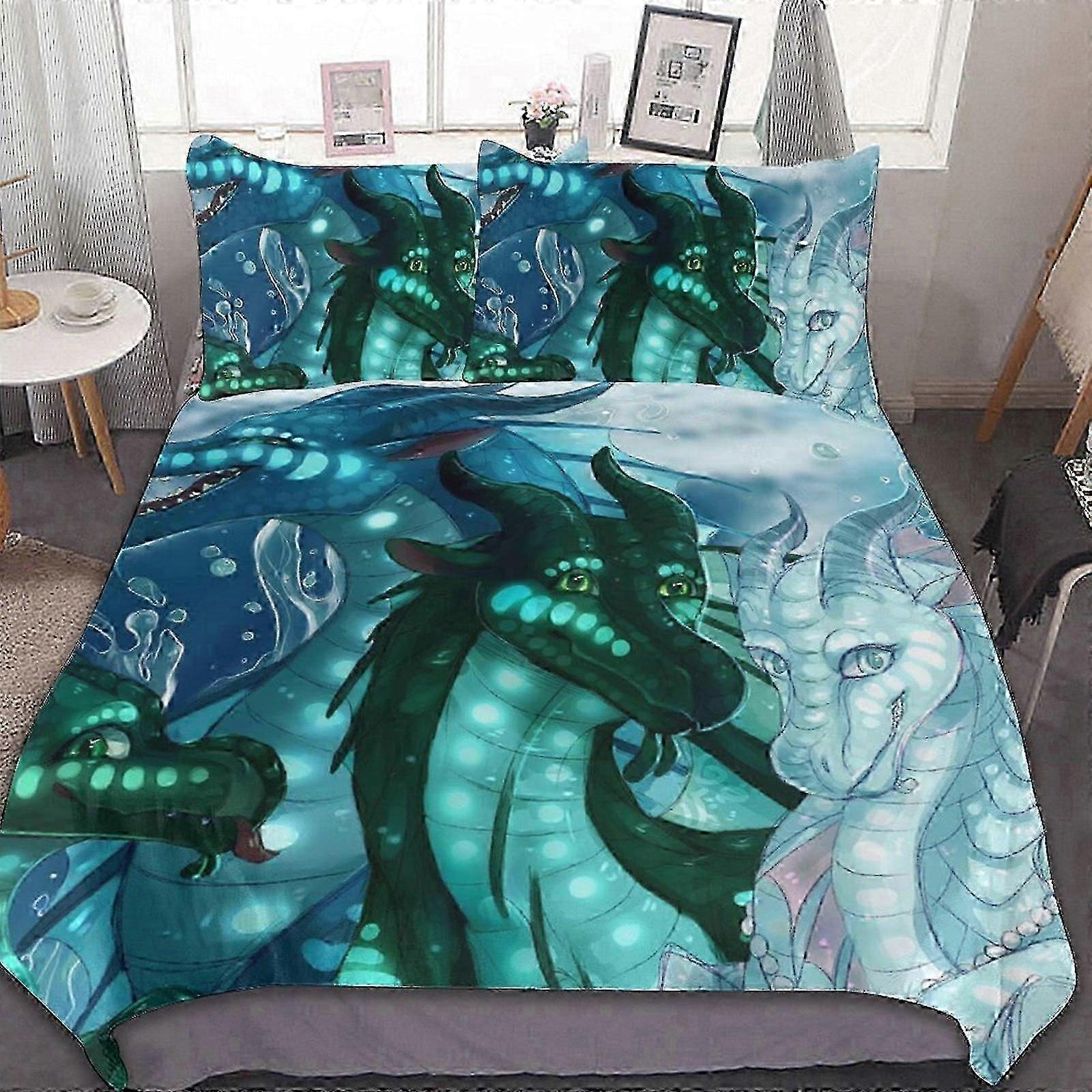 n405 Lakan Dragon Wings Of Fire3 stycken sängkläder Se Soft Comforter Se Inredning Sovrum Gif (1 påslakan och 2 örngott) Lakan iiv405
