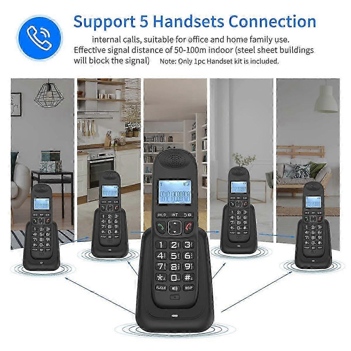 Expandable Cordless Telephone Handheld Telephone Digital Cordless Telephone Supports 5 Handsets 16 Languages US Plug A SZRH A-F