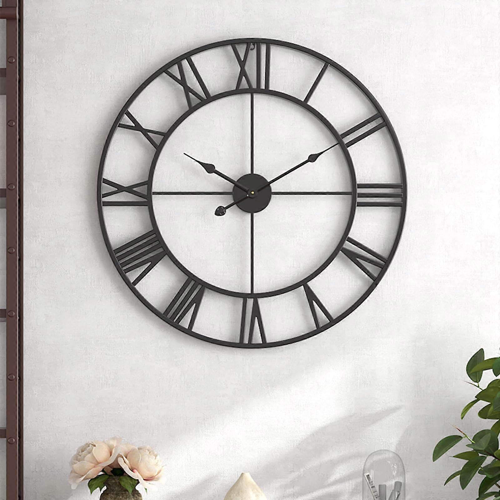 Metal Wall Clock Completely Silent Vintage Art Decor Modern for Kitchen