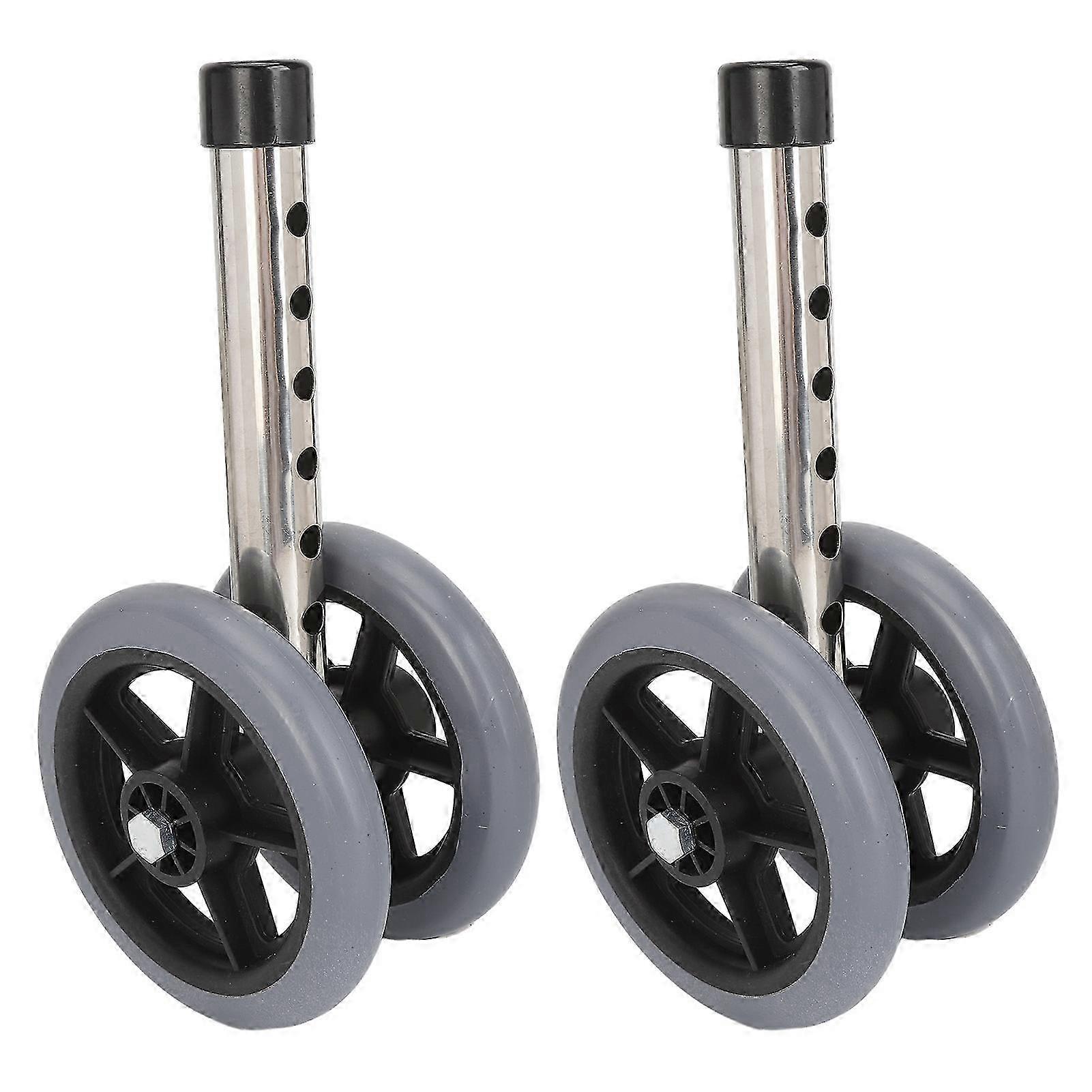 2 Pcs 6 Gear Height Adjustable Rollator Walker Replacement Wheels with Smooth Rolling Legs