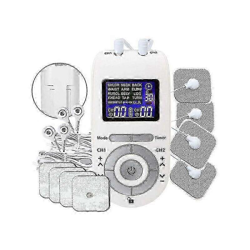 12-mode dual-channel muscle stimulator with 8 electrodes