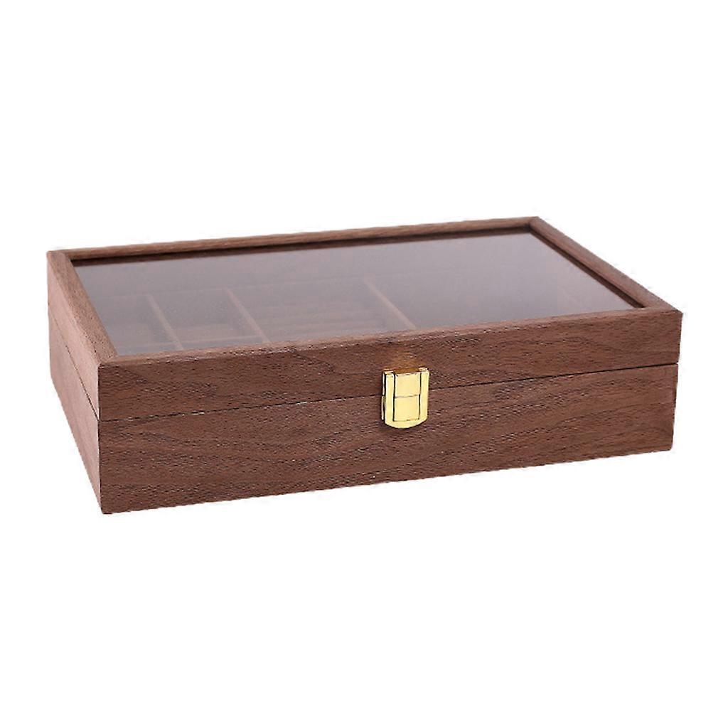 4 Slots Holzuhren Display Box Ring Halskette Schmuck für Case Container Organizer Showcase mit Glasdeckel