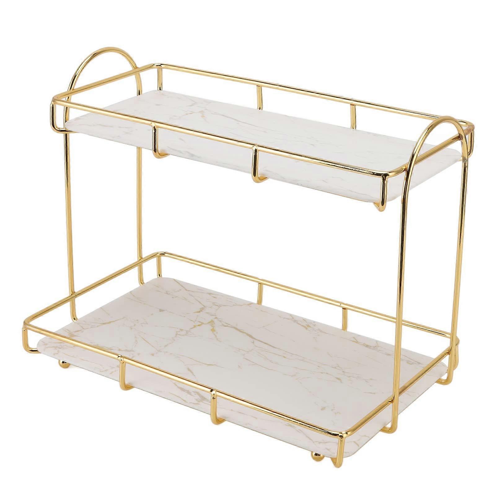 2 Tier Cosmetic Storage Shelf Gold Metal for Kitchen