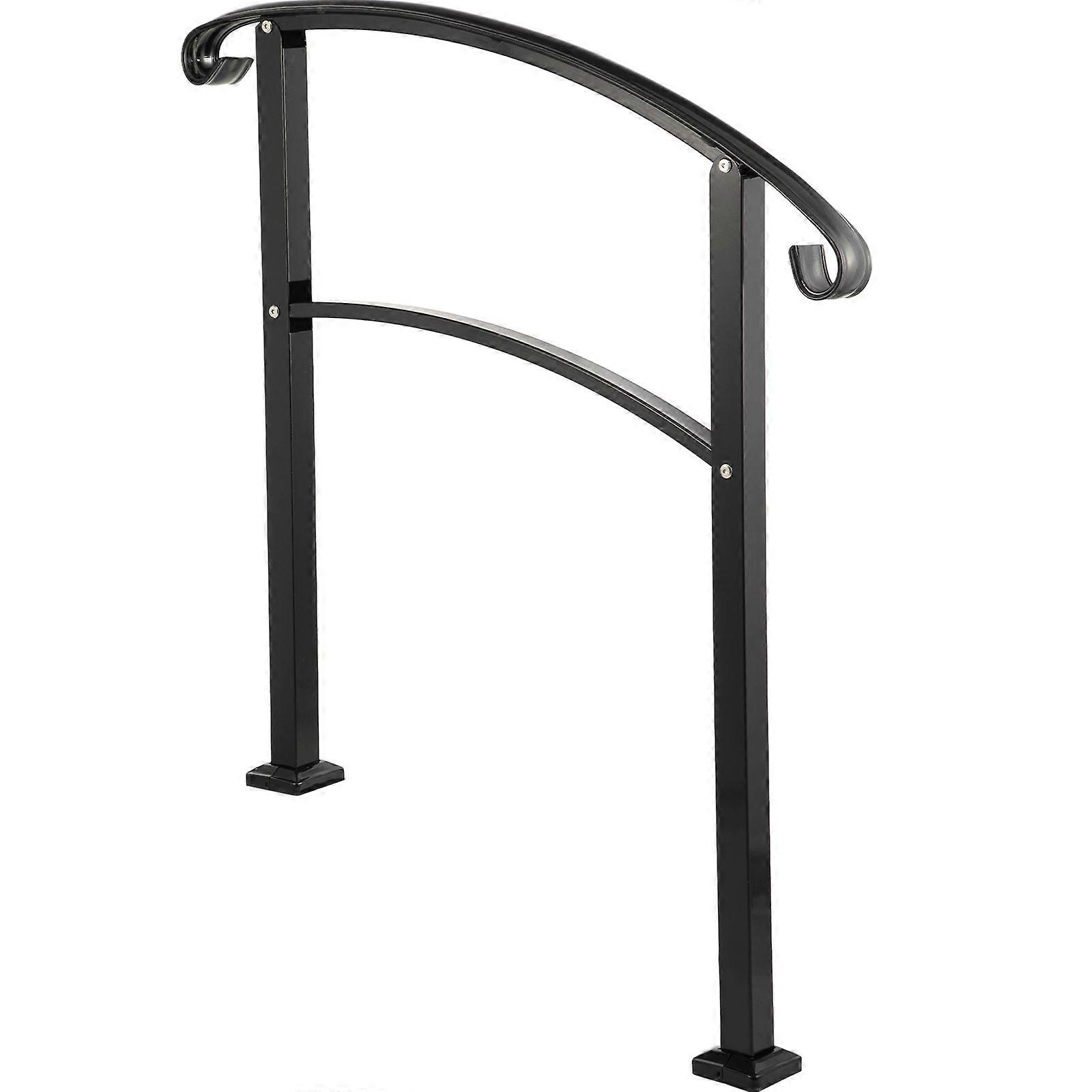 3-Step Transitional Handrail Fits 1 or 3 Steps Matte Stair Rail Wrought Iron Handrail with Installation Kit Hand Rails for Outdoor Steps