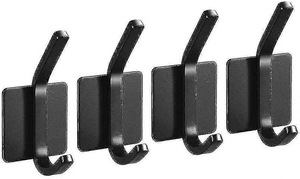 Towel Hooks For Bathrooms(4 Packs),wall Hooks Adhesive,adhesive Hooks Heavy Duty,black