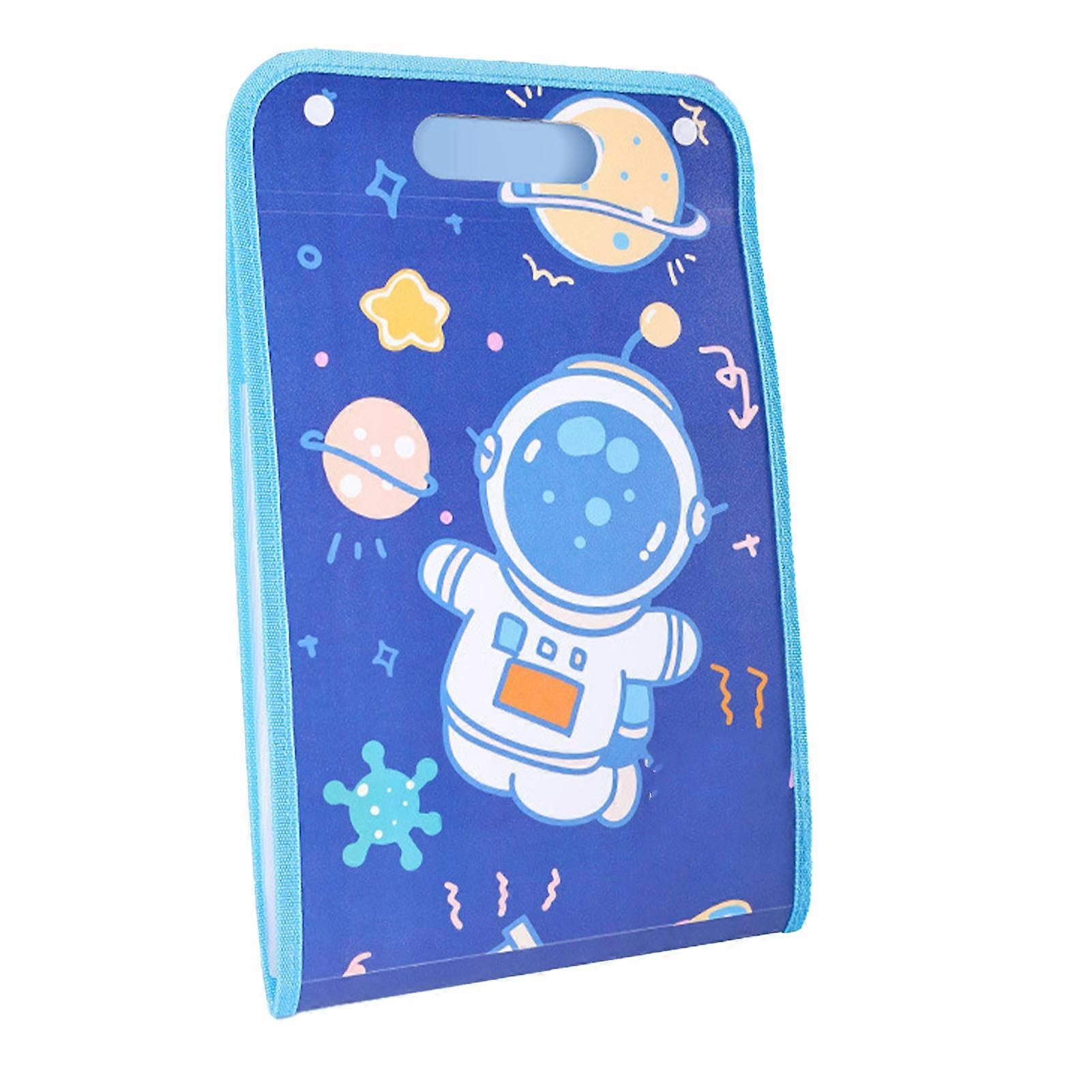 Paper Folder Multi Layer Waterproof Cute Pattern Plastic A4 File Folder Organ Bag for School Office Dark Blue