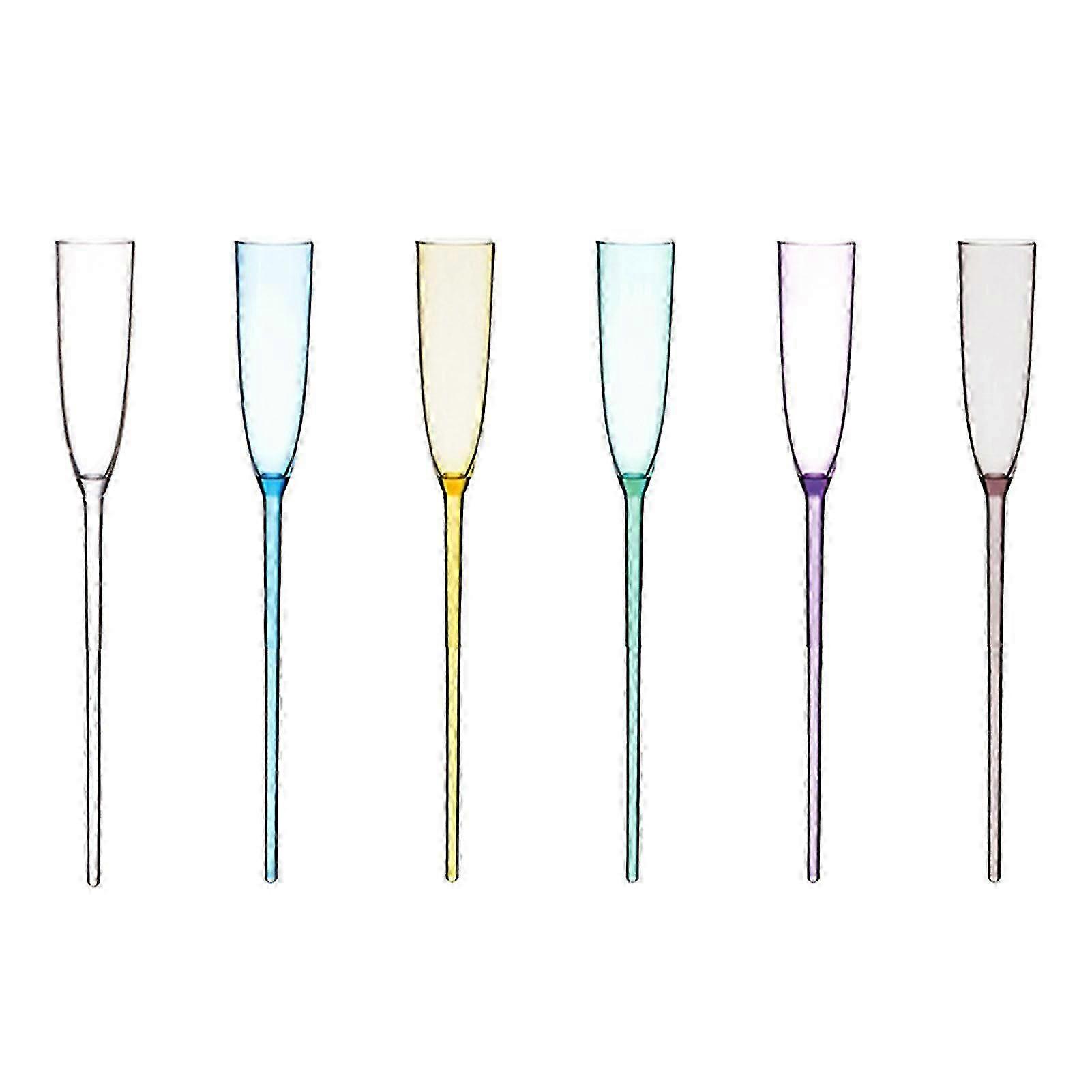 6pcs champanhe flautas copos com flautas titular vaso único mão feita à mão vintage soprado para Home Bar Party