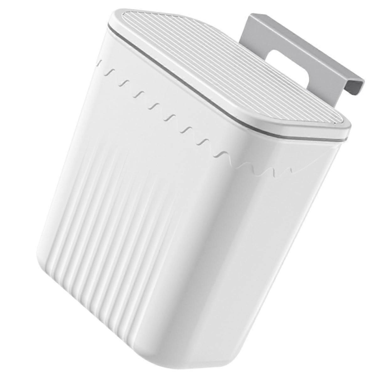 Hanging Rubbish Storage Container White Kitchen Garbage Can with Hook Space-Saving Design Easy to Use for Small Spaces