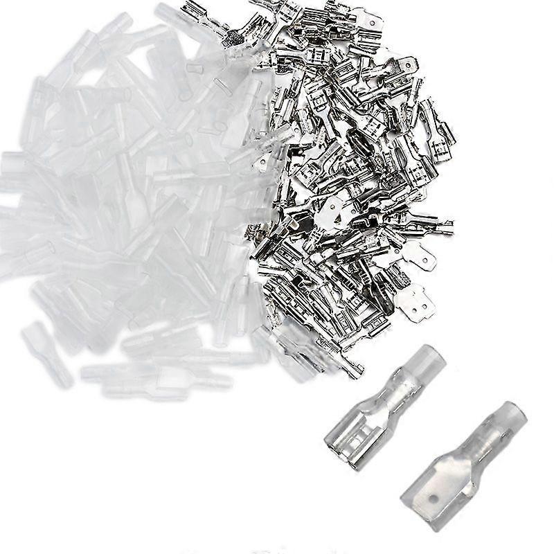 200PCS Male/Female Spade Crimp Terminals Electrical Insulating Sleeve Wire Wrap Connector, 4.8MM