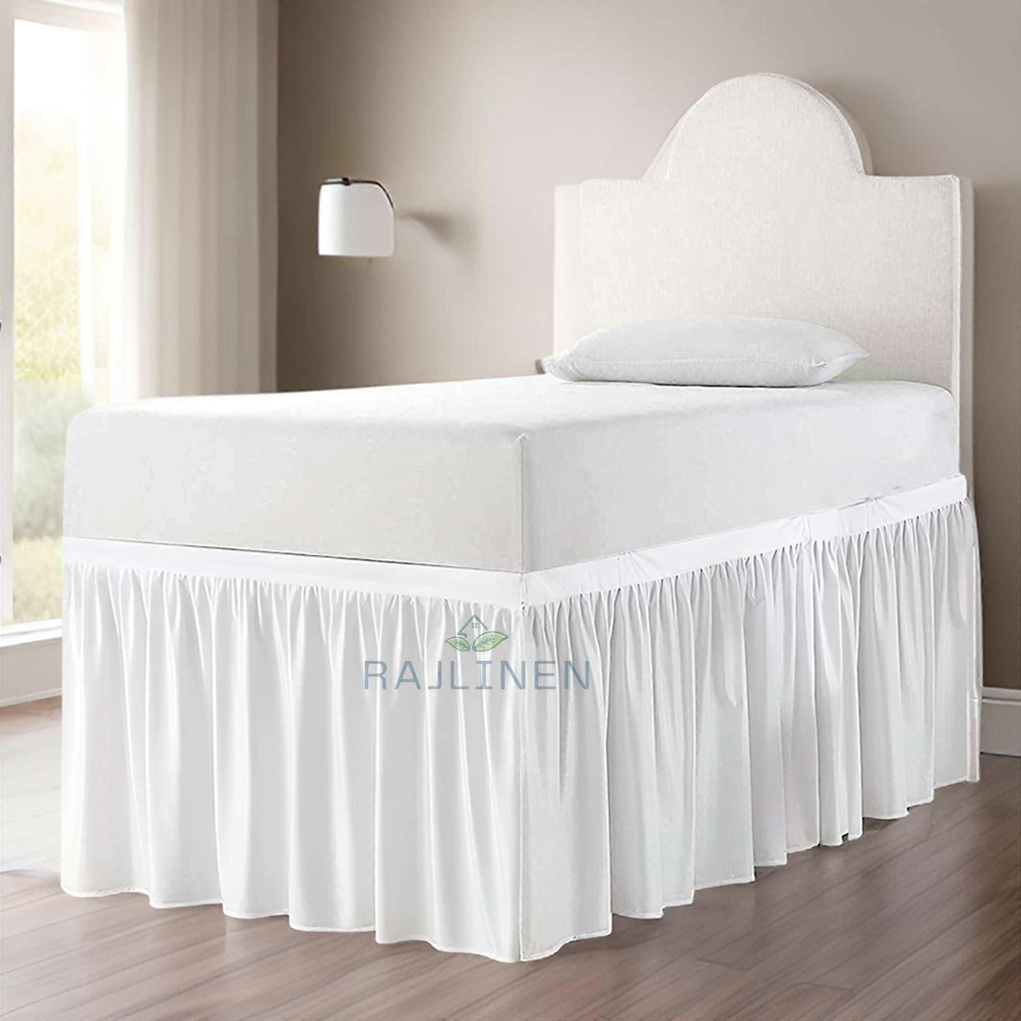 White Dorm Bed Skirt Twin XL with Extended Panel 30 Inch Tailored Drop Dust Ruffled Design for College Bedding