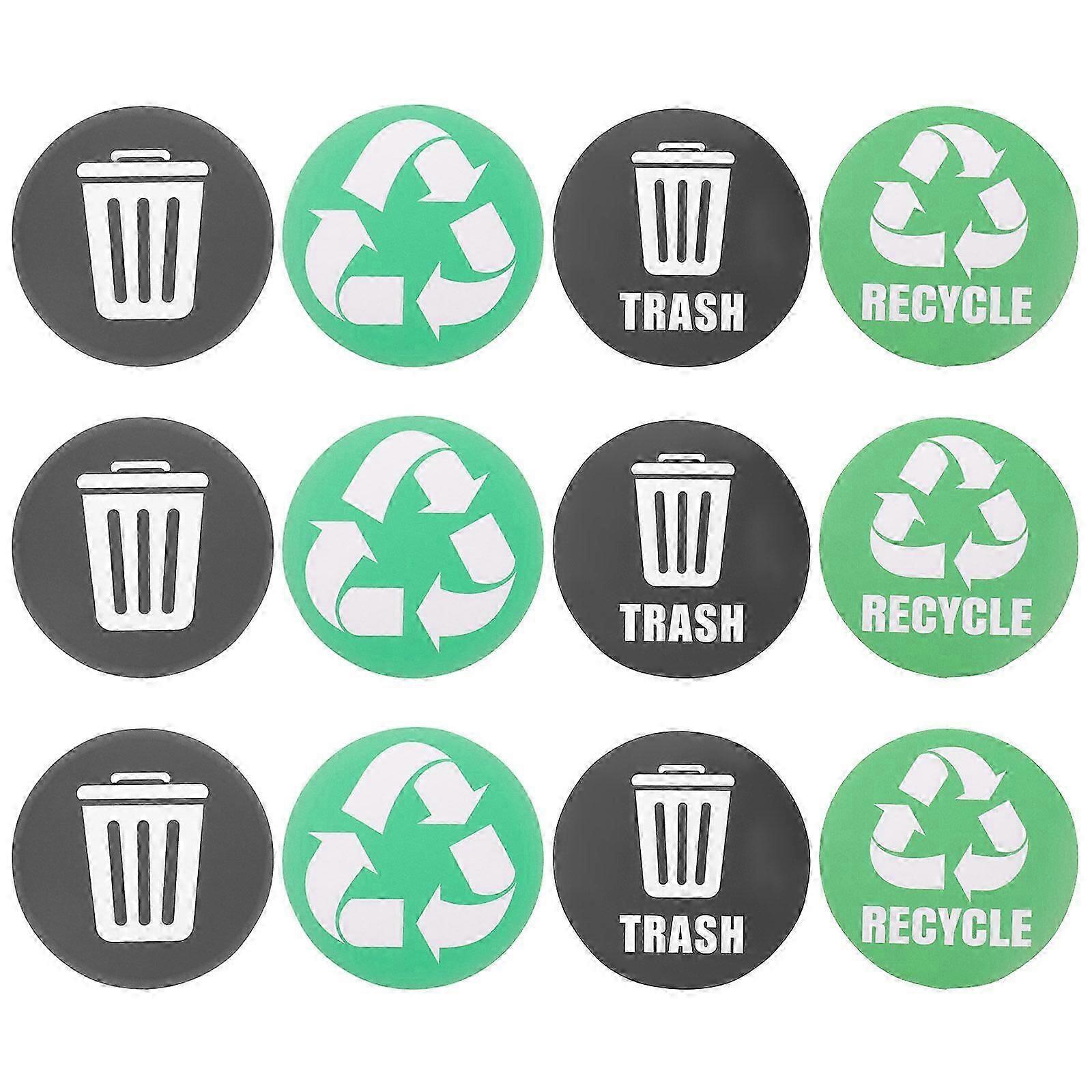 12Pcs Recycling Trash Can Stickers Self-adhesive Garbage Classification Stickers