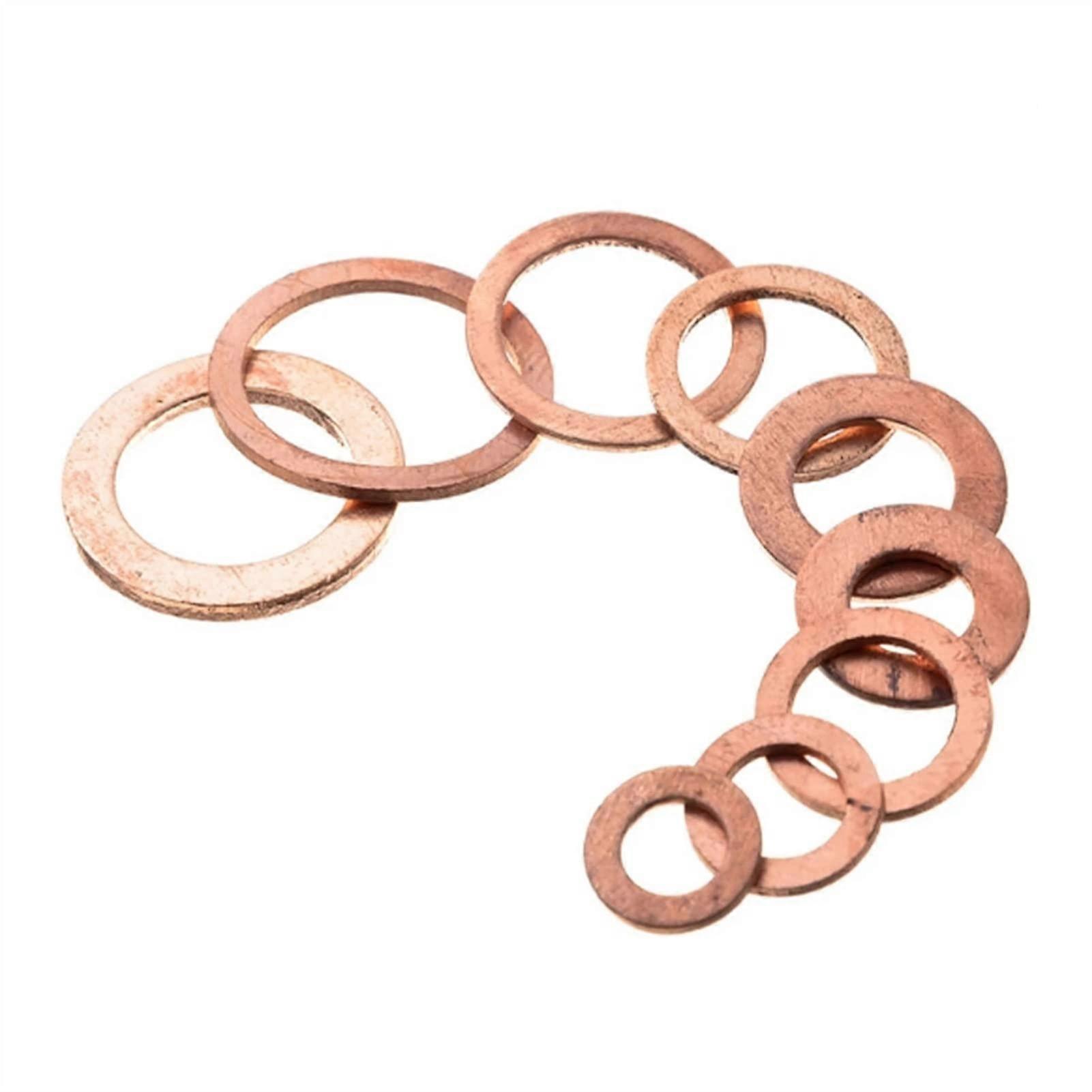 Rubber O Rings Kit 300 Pcs Copper Seal Gaskets M5-M20 Oil Seal Washers Compatible with Various Applications