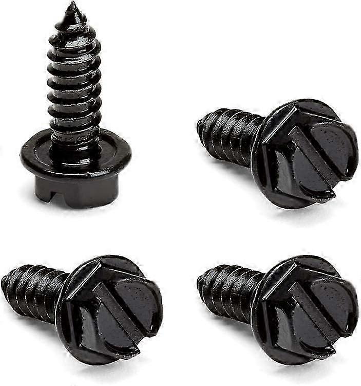 Black License Plate Screws - Rustproof Screws for License Plates and Frames (Set of 4)_Lucky_B