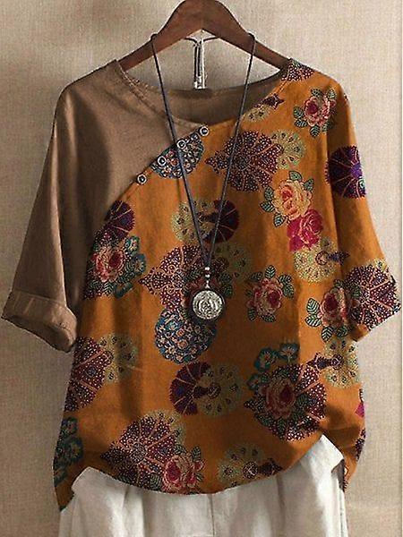 Women's Short-Sleeved T-Shirt Button 3D Digital Printing Plus Size