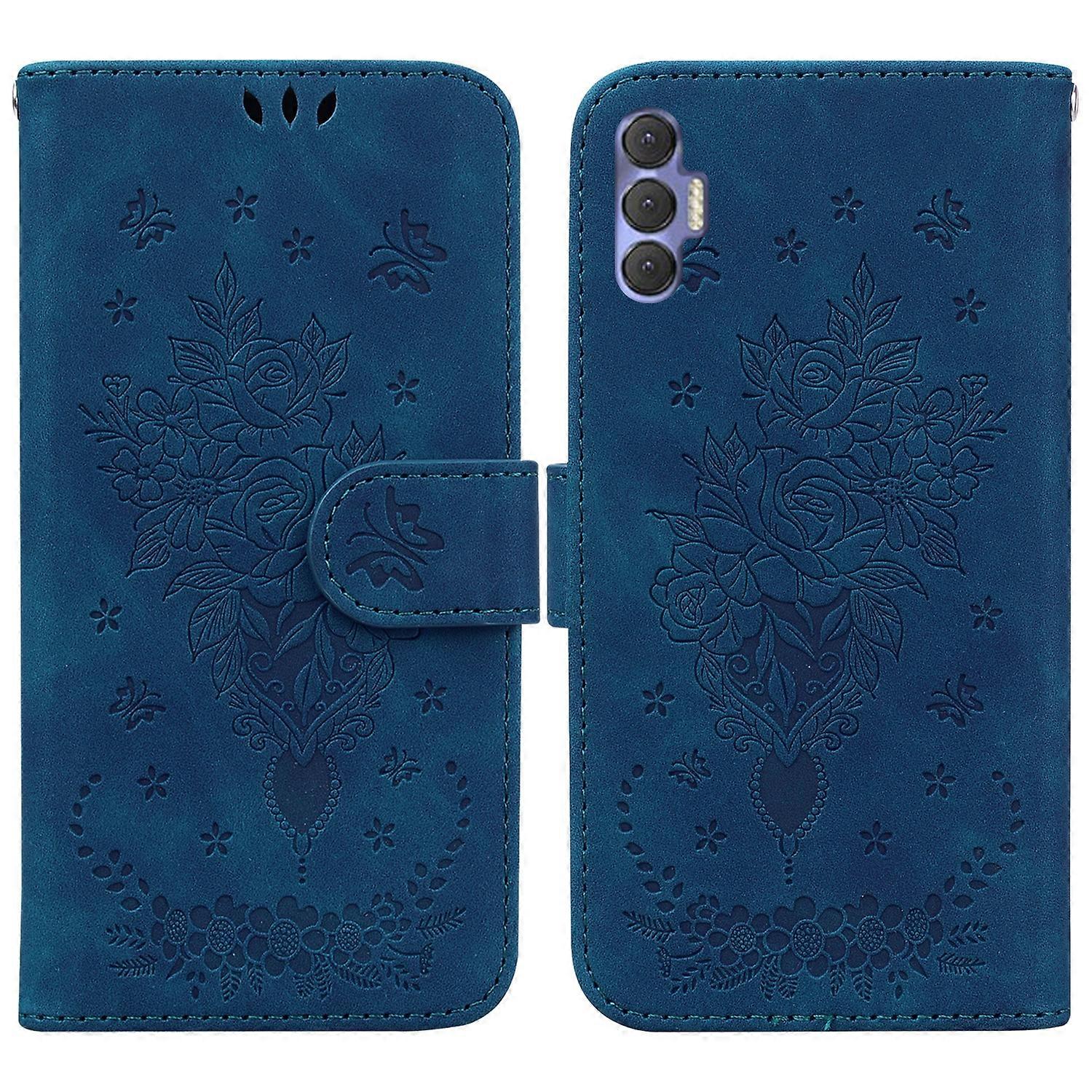 For Tecno Spark 8P Butterfly Rose Embossed Leather Phone Case