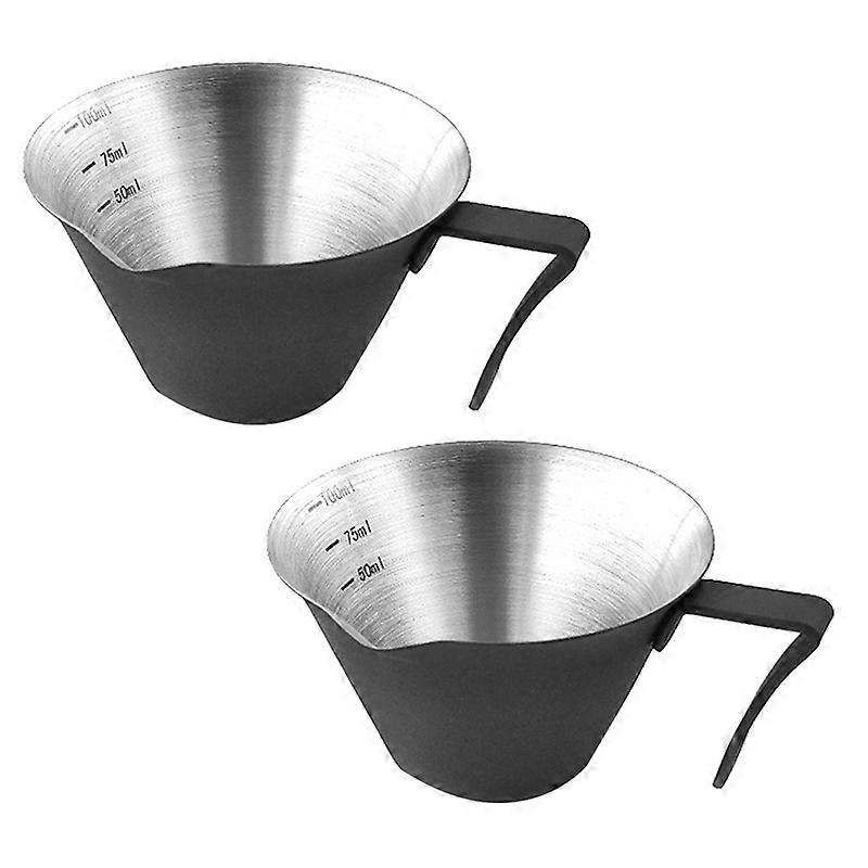 Espresso Measuring Cup with Handle 2Pcs Espresso Pouring Cup Black