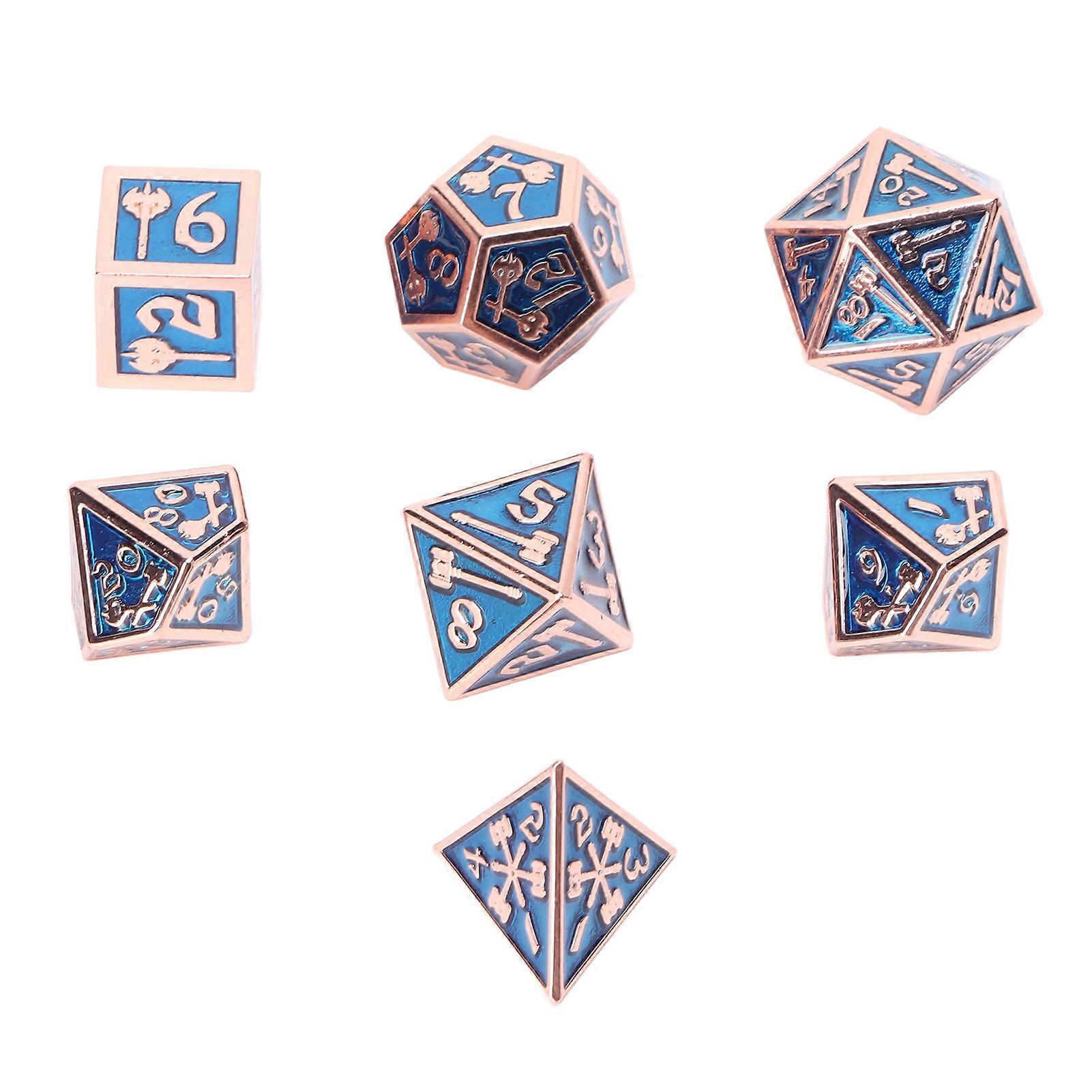 7pcs Metal Game Dice Portable Clear Number Polyhedral Role Play Dice Accessories for Board Game