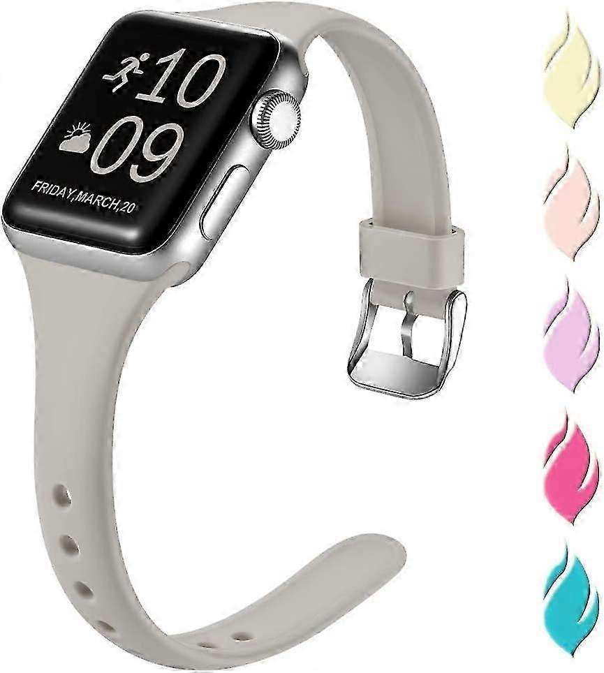 Slim Band Compatible with Apple Watch SE 40mm 38mm, Soft Comfortable Band Compatible for iWatch Series 6 5 4 3 2 1, Slate Gray, M/L