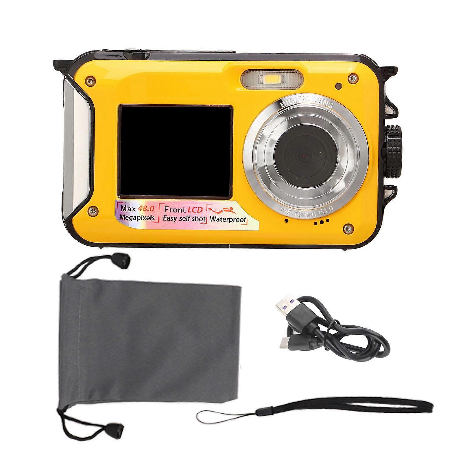 Full HD 2.7K 48MP 10ft Water Resistant Underwater Digital Camera 16X Digital Zoom Front Rear Double Screens Water Resistant Digital Camera