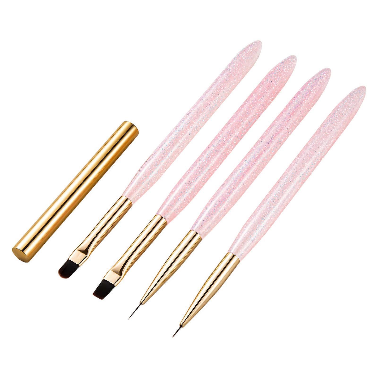 4pcs Nails Art Brushes Set Polish Painting Tools for Fingernail Linerand DottingSuitable for Beginners and Experts Multicolor