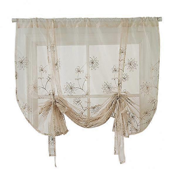 2x Height Adjustable Embroidered Tie Up Window Shades