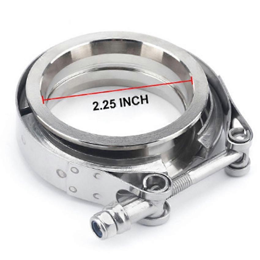 Stainless Steel 304 Flange Clamp V-type American Pipe Clamp V-type Clamp Set for Car Exhaust Pipe (2.25 Inch)