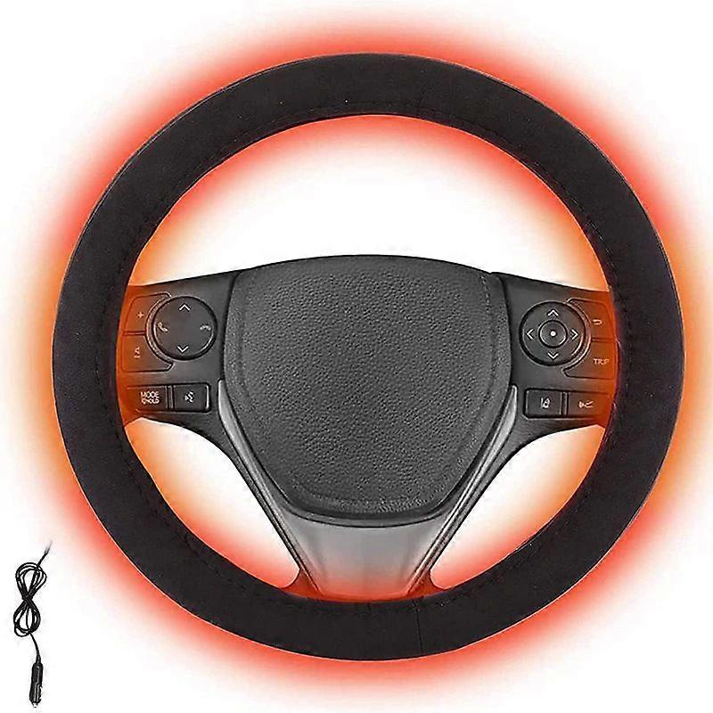 12v Heated Steering Wheel Cover Tangle Free Design Car Heating Hand Warmer 15in Kit