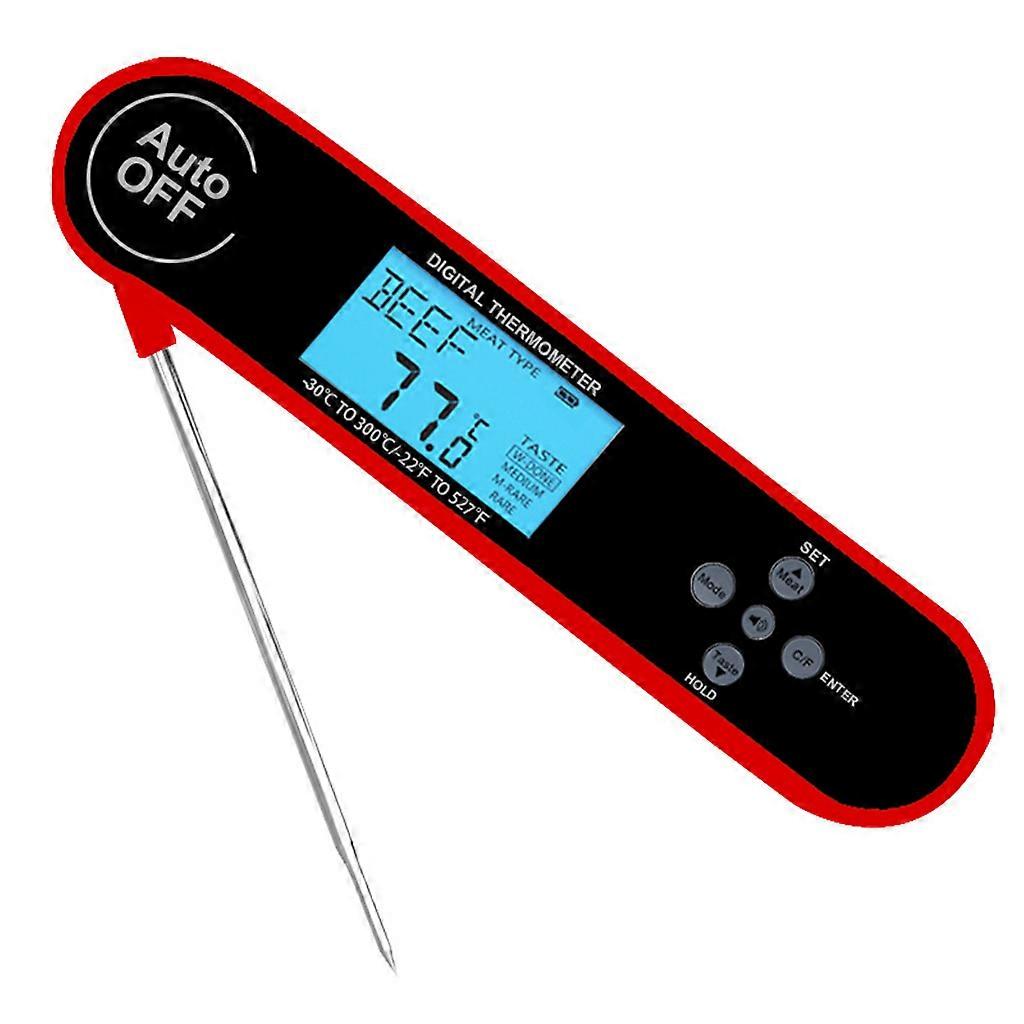 Elektronisk Digital Display Mat Termometer Vattentät Kött Termometer Röd