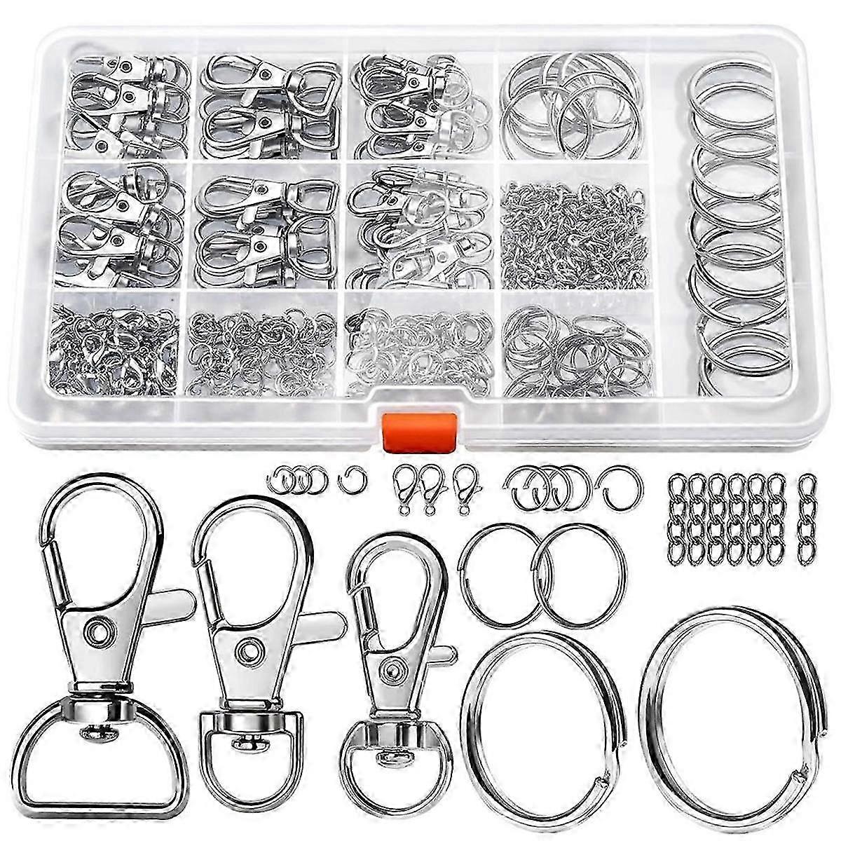 265Pcs Metal Lobster Claw Clasps with Key Rings for Crafts, Lanyard Clips, Snap Hooks & Swivel Clasps