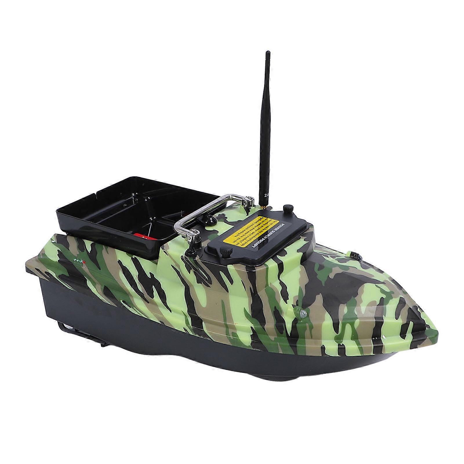 RC Fishing Bait Boat 500m Remote Control Dual Motor Auto Navigation RC Fish Lure Boat with Night Light for Pools and Lakes Camouflage 