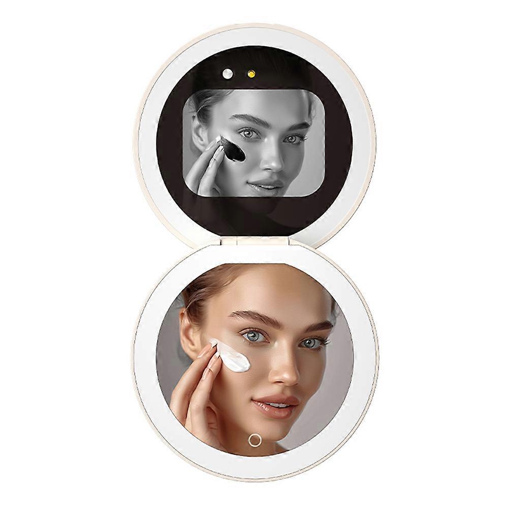 Smart UV Detection Makeup Mirror: LED Fill Light, Portable, 3 Modes, Rechargeable Battery