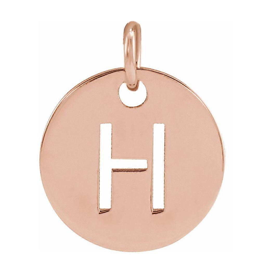 925 Sterling Silber 18k RosévergoldetEr Buchstabe Name Personalisiertes Monogramm Initial H 10mm Polierte Initialscheibe Anhänger