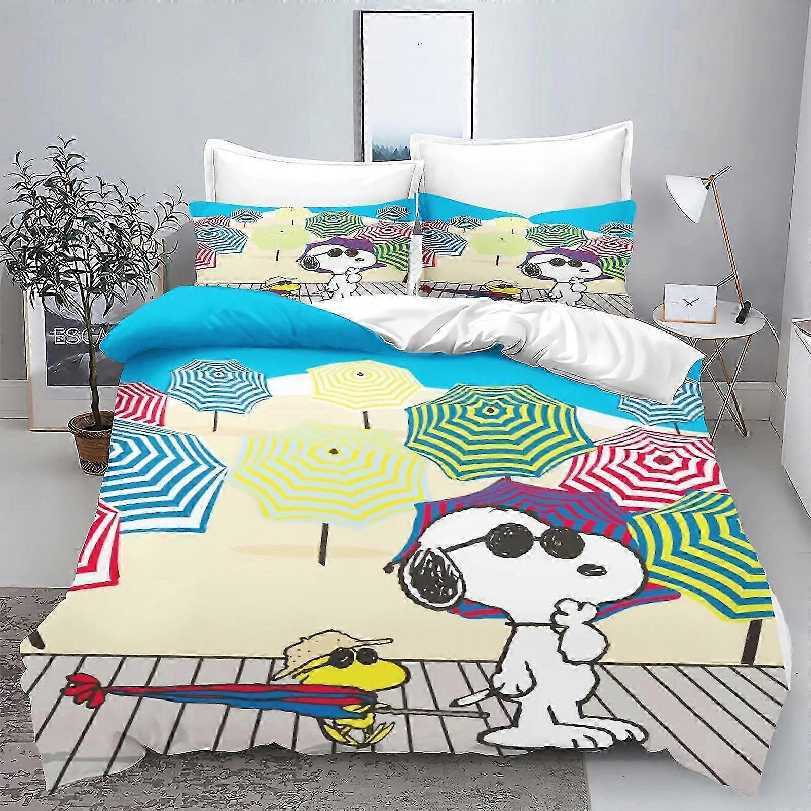 Universal Bedding Sets Featuring Adorable Snoopy Design, Includes Comforter Cover, Duvet Cover, and Pillow Case - 3-Piece Set for Kids and A