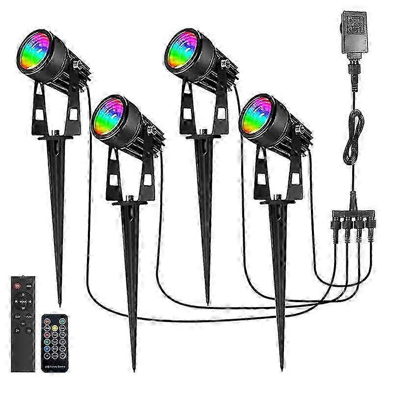 4-pack utomhus vattentäta LED-spotlights för trädgårdsbruk, nätdriven 12V