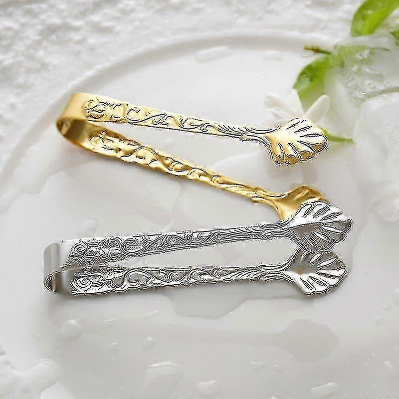 2pc Stainless Steel Ice Cube Clips Sugar Tongs BBQ Kitchen Tool Silver