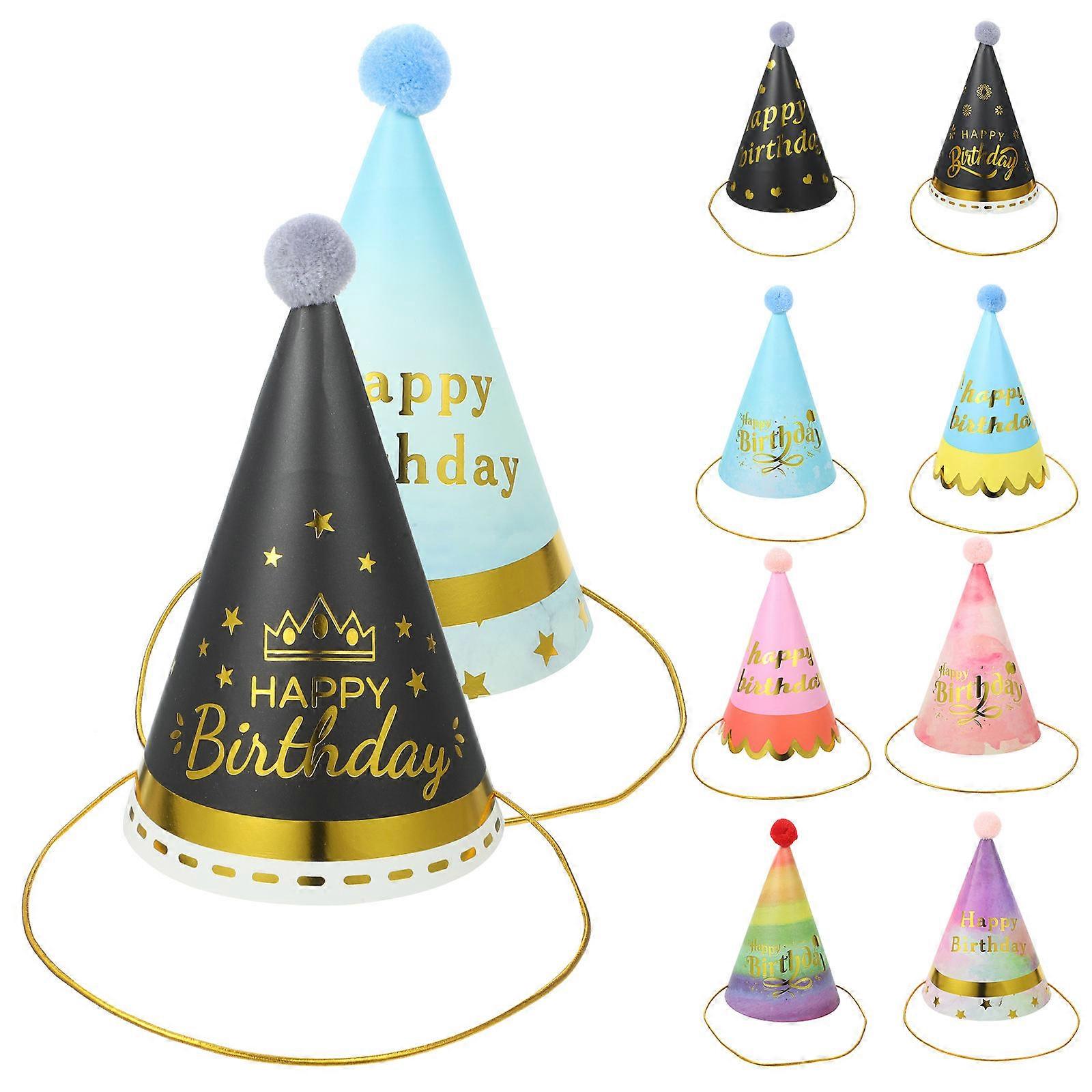 10pcs Colorful Paper Birthday Hats Set – Lightweight Comfortable Party Hats for Birthday Celebrations and Festive Events – Random Colors