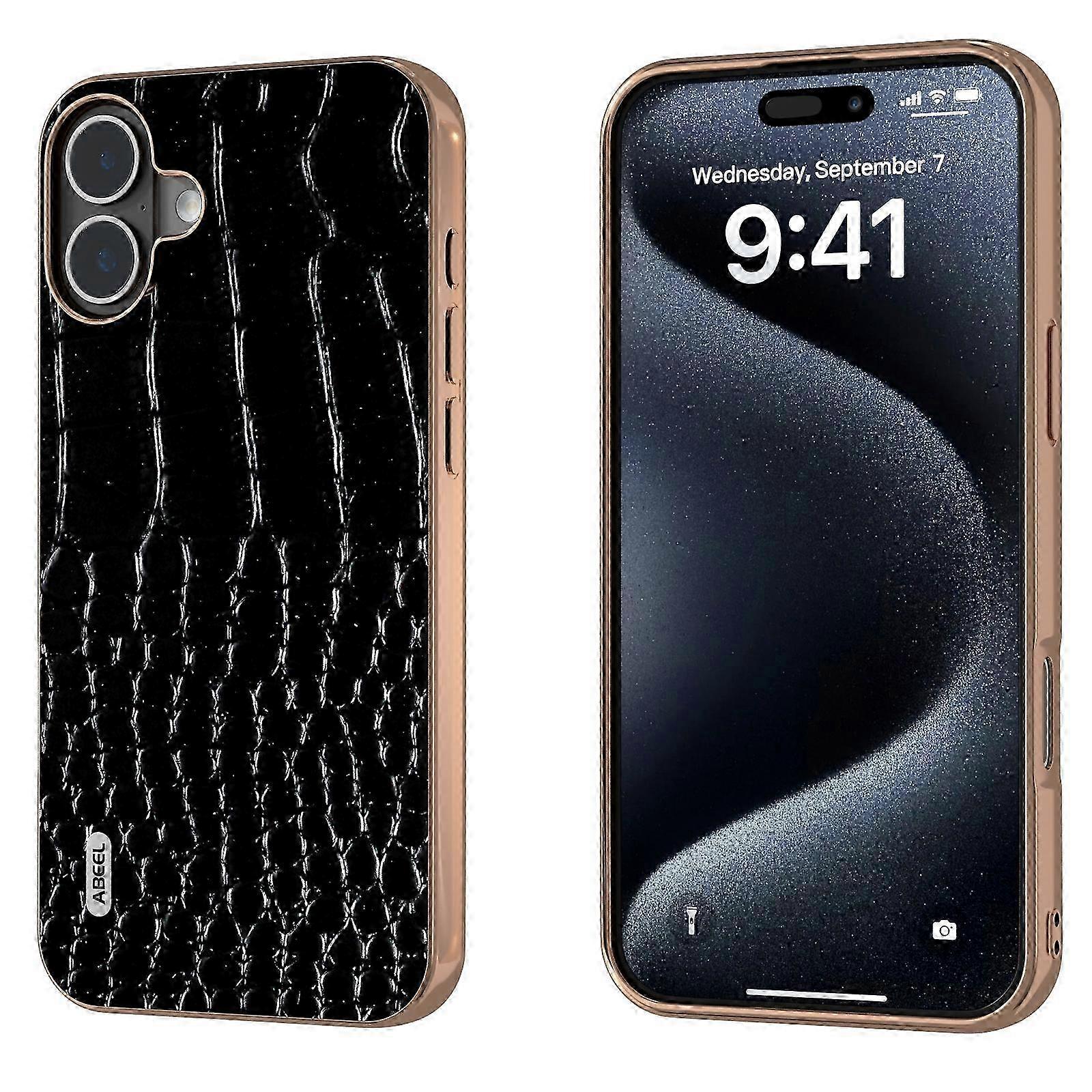 ABEEL Electroplated Frame Leather Crocodile Pattern Phone Case 2025