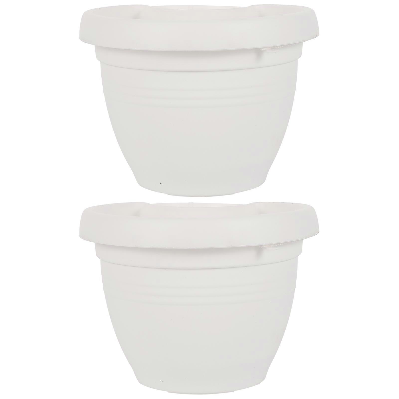 White WallMounted Flower Pot for Decoration Durable Plastic Container Easy to Install and Use Fits Various Spaces 2 Pieces