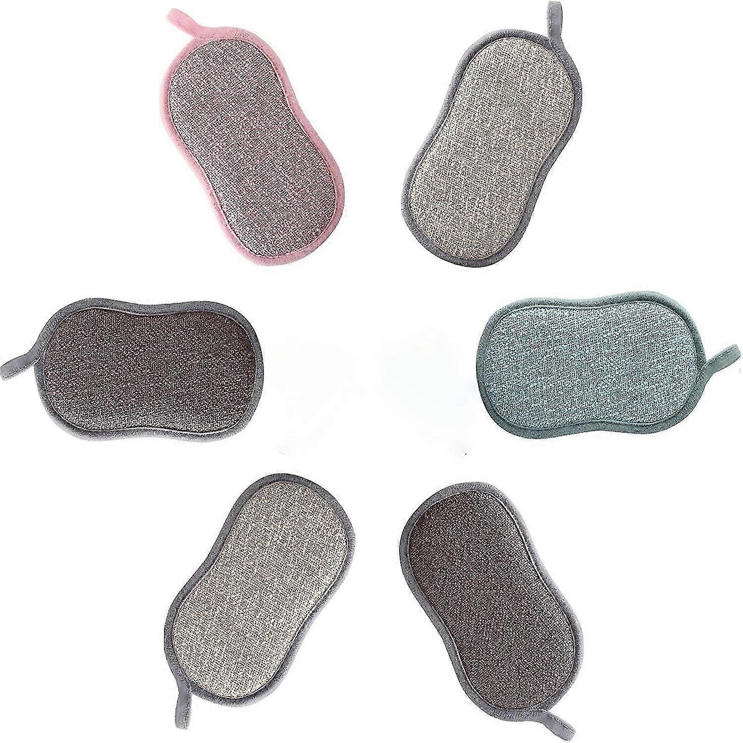 6 éponges réutilisables lavables, éponge double face