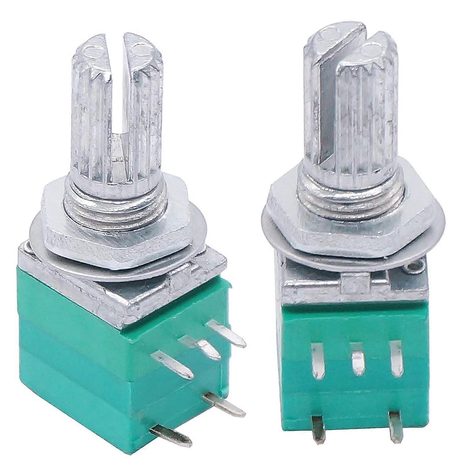 RK097G Double Potentiometer 5 Pack B1K 5K 10K 20K 50K 100K 500K 5-Pin 15mm Shaft Audio Amplifier Potentiometers 50K Ohm